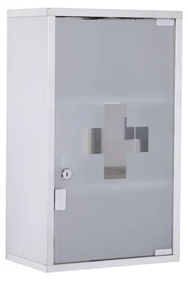 Produktbild von Medizinschrank Erste Hilfe Schrank Schloss Edelstahl Sicherheitsaufbewahrung 30X18X50Cm
