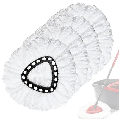 Zdjęcie produktu dla Zestaw 4 wymienne nakładki do mopa - mikrofibra, pasujące do mopów Vileda Turbo, EasyWring & Clean, 360° oraz do nakładek do mopów do podłóg - kolor biały i czerwony
