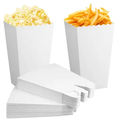 Productafbeelding van Popcornzakjes - 50 stuks - Geschikt voor snacks en zoetwaren - Wit - 5 x 7,5 x 11,5 cm