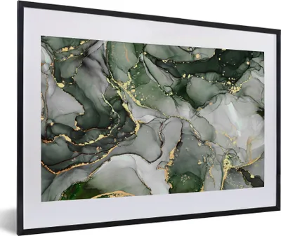 Produktbild von MuchoWow® Gerahmtes Poster Luxus - Marmor - Grün 60x40 cm - Poster mit Schwarzem Bilderrahmen Wandposter Rahmen Foto Bilder - Schlafzimmer - Plakat in Rahmen - Drucken