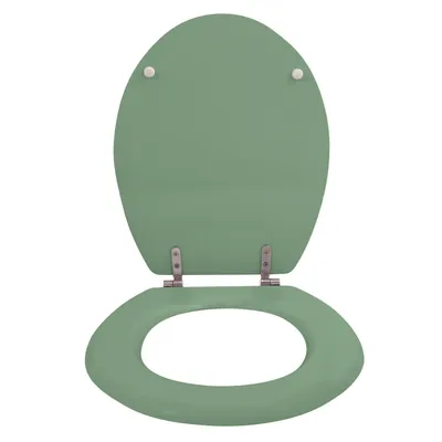 Produktbild von MSV WC Sitz Toilettendeckel MDF Holzkern „Basil Grün“ Scharniere aus Edelstahl - hochwertige und stabile Qualität