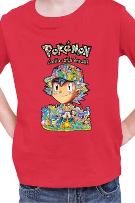 Zdjęcie produktu dla Koszulka Dziecięca Japan Manga Anime Comics Pokemon 019, / Czerwony