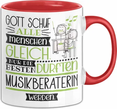 Produktbild von Musikberaterin Geschenk Becher Tasse Gott Schuf Alle Menschen Gleich Nur Die Besten Durfeten Musikberaterin Werden Geschenkidee Lustig (Rot)