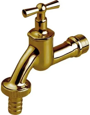 Produktbild von Gartenhahn aus poliertem Messing, Hahnventil 1/2" poliert