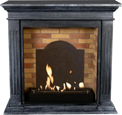 Image de Xaralyn cheminée à éthanol - Cadiz BME-SBP - pierre naturelle noire polie - chauffage 3 kW - cheminée encastrable incluse - cheminée décorative