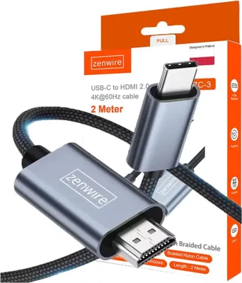 Immagine prodotto di Cavo HDMI - Adattatore da USB-C 3.1 a HDMI 2.0 - 4K 60 Hz - HDR - 2 m - MHL - Nylon - Alluminio - Plug and Play