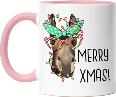 Produktbild von Merry Xmas Tasse Rosa Weihnachten Merry Christmas Frohe Weihnachten Weihnachtszeit Heilig Abend