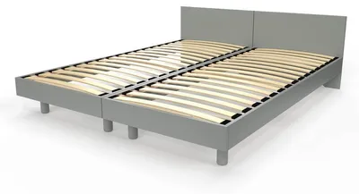 Produktbild von Zwillingsbett Massivholz mit Kopfteil Twin - 80x200 - Grau