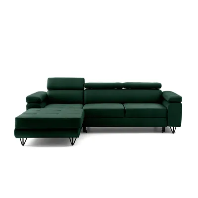 Produktbild von MUFFO Ecksofa NORIS L Links mit Schlaffunktion 128x203 Velours Dunkelgrün