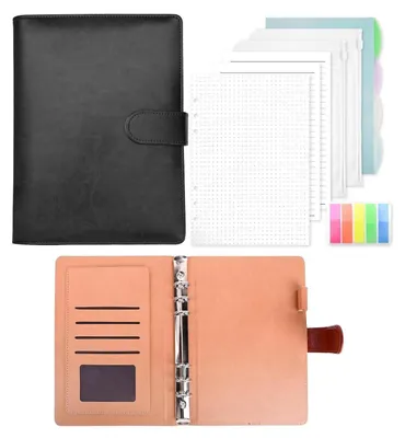 Zdjęcie produktu dla Notesbook A5, okładka z imitacji skóry, możliwość uzupełniania kartek, czarny, zawiera 135 kartek