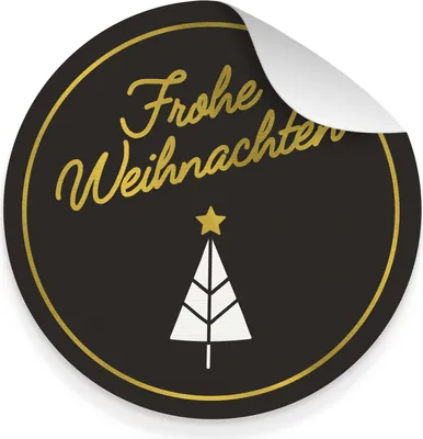 Produktbild von itenga 5x Aufkleber Frohe Weihnachten schwarz weiß gold 9,5 cm Durchmesser
