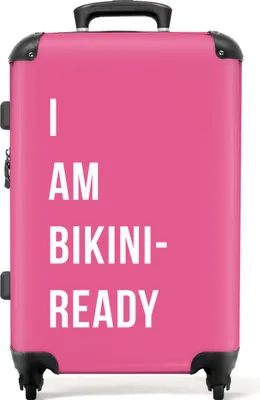 Produktbild von NoBoringSuitcases.com® Großer Koffer - Pink - Zitat - Ich bin bereit für den Bikini - Kombinationsschloss TSA - Hartschalen Trolley 4 Rollen - 72 liter - Reisekoffer - 66 cmKoffer Mittelgroß 67x43x25 cm, 72L,