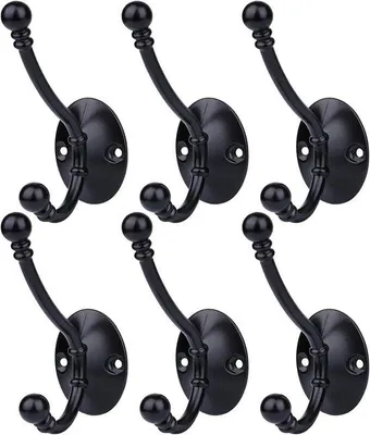 Produktbild von Famanu Wandhaken Vintage 6 Stück - Doppelhaken mit 40 Schrauben