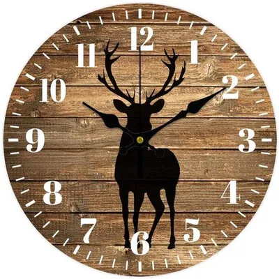 Image de Horloge murale décorative ronde en bois, 30 cm, marron