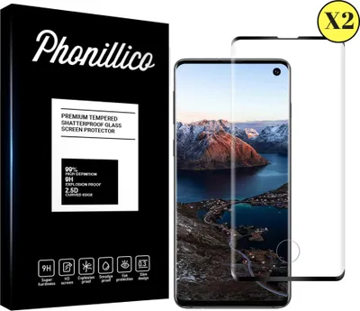 Obrázok produktu pre Tvrdené sklo pre Samsung Galaxy S10 [2 ks] Ochranné sklo s čiernou fóliou na okraji proti poškriabaniu odolné sklo Phonillico®