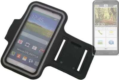 Produktbild von Kompatibel mit Emporia Smart.3 Neopren Jogging Armband Sportarmband Oberarmband schwarz kompatibel mit Emporia Smart.3 mit Reflektor Streifen. Fitness