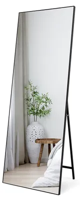 Produktbild von Standspiegel 165 x 60 cm, Großer Wand- oder Stehspiegel für Schlafzimmer, Wohnzimmer, Flur, HD Ankleidespiegel mit schwarzem Rahmen
