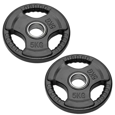 Immagine prodotto di Dischi pesi da 5 kg, diametro 50 mm, in gomma, per allenamento della forza