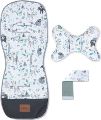Produktbild von Bellochi Sitzauflage Kinderwägen Sitzauflage Buggy Sommer - Universal und Luftige mit Anti-Shock-Kissen - -Zertifikat - bambi forest
