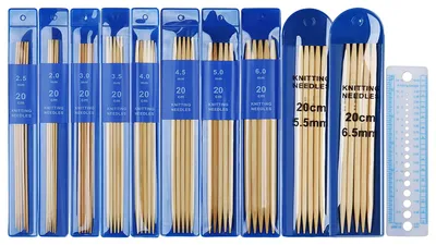 Zdjęcie produktu dla Zestaw 50 krótkich bambusowych drutów do szydełkowania, rozmiary od 2 do 6,5 mm