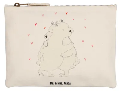 Produktbild von Mr. & Mrs. Panda Schulmäppchen Eisbär Umarmen Grösse XL Große - Weiß - Geschenk, kosmetiktäschchen, Federtasche, Lustige Sprüche, Mäppchen, Pouch, Schminktasche