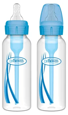 Productafbeelding van Dr. Brown's Options+ fles voor standaardzuigkracht, anti-koliek, 250 ml, blauw, 2 stuks.