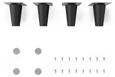 Productafbeelding van Set van 4 Houten Meubelpoten 8 cm Hoog Rond Zwart
