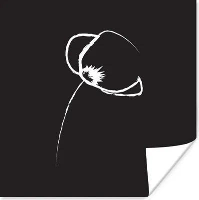 Produktbild von MuchoWow® Poster Blume - Strichzeichnung - Schwarz - Weiß 75x75 cm - Wand Dekoration