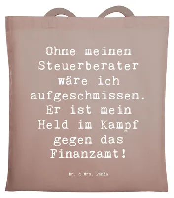 Produktbild von Mr. & Mrs. Panda Shopping Tasche Spruch Steuerberater Held - Braun Pastell - Geschenk, Steuerwelt, Tote Bag, Schultasche, Büchertasche, Laptoptasche, Beruf, Fachwissen