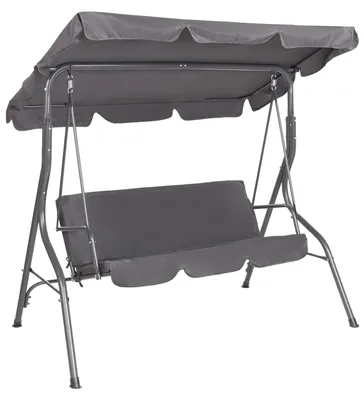 Produktbild von BELIANI Hollywoodschaukel dunkelgrau Stahl Sonnendach verstellbar Outdoor Terrasse