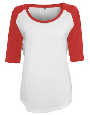 Immagine prodotto di Build Your Brand BY022 | Maglietta donna 3/4 Raglan a contrasto - Colore: Bianco/Rosso - Taglia: 5XL