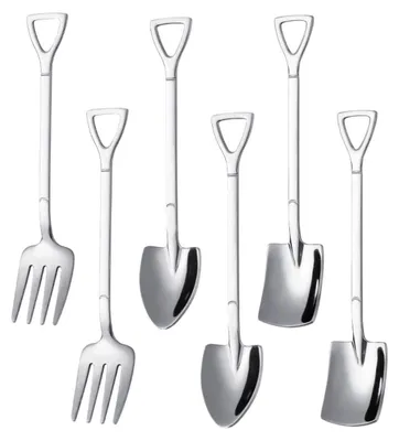 6-teiliges Dessertbesteck-Set aus Edelstahl, Gartenmotiv