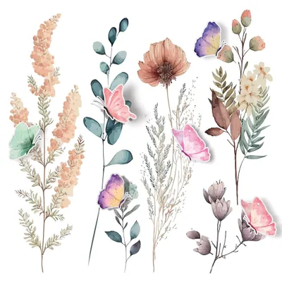 Produktbild von AG Design Wandstickers Aquarell Blumen, 30 x 30 cm