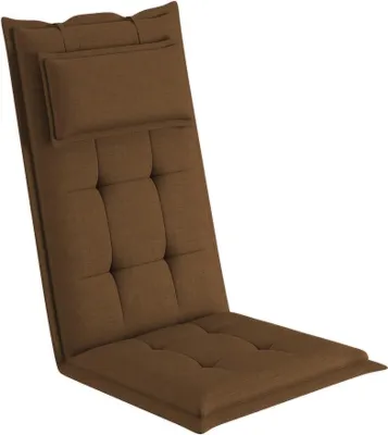 Produktbild von sunnypillow 1 Stück Gartenstuhlauflage mit abnehmbarem Kopfpolster 120 x 50 x 9 cm Hochlehner Auflage Polsterauflagen Stuhlauflage Braun