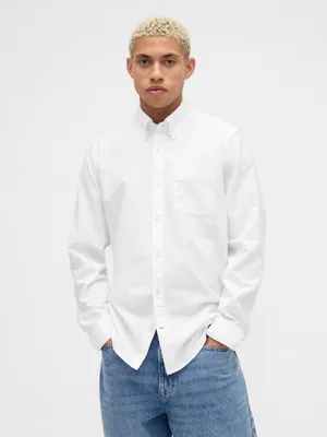 Produktbild von GAP Oxford-Hemd, Langarm, Button-Down-Kragen, Klassische Passform, Weiß