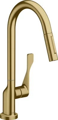 Produktbild von hansgrohe Spültisch-Einhebelmischer 250 Axor Citterio mit Ausziehbrause, brushed brass