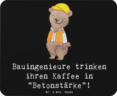 Produktbild von Mr. & Mrs. Panda Mousepad Bauingenieur Kaffee - Schwarz - Geschenk, Tragwerksplanung, Berufsgestaltung, Mauspad, Bau, Brückenbau, pc, laptop, Geschenke für Berufstätige