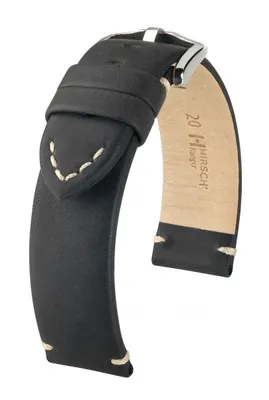 Produktbild von HIRSCH Ranger- das Retro Armband in verschiedenen Farben (Länge: L (120mm / 80mm) / Schließe: Edelstahl (Silber) / Anstoßbreite: 20 (zu 20) / Sonderanfertigung*: nein / Farbe / Naht: Goldbraun matt / Weiß / Polsterung (Ansatz / Schließe) in mm: 3,8 mm / 3,8 mm)