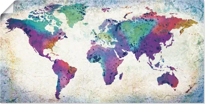 Produktbild von ARTland Poster bunte Weltkarte Größe: 60x30 cm