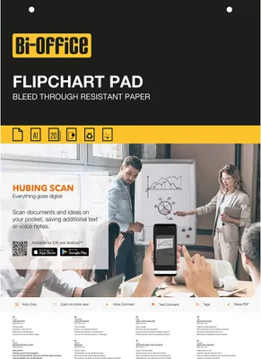 Produktbild von Bi-Office Flipchart-Block A1, blanko, 20 Blatt, Papier 60, 5 Blöcke