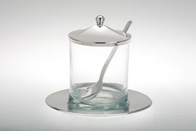 Produktbild von Marmeladenglas mit Löffel versilbert H 10,0cm D 8,0cm