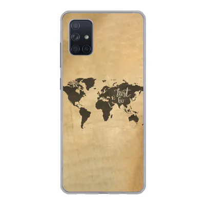 Produktbild von MuchoWow® Handyhülle Schutzhülle Hülle für Samsung Galaxy A71 Weltkarte - Karte - Sprichwörter Silikon Softcase Handy Hülle - Kartenbesitzer