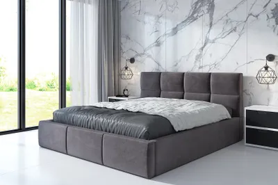 Produktbild von Polsterbett RADI-OM 140x200 cm mit Bettkasten und Lattenrost. Farbe: Grau.
