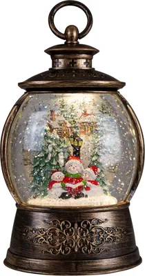 Produktbild von LED Schneelaterne Schneekugel 24cm Kugellaterne mit Schneewirbel elektrisch bronze
