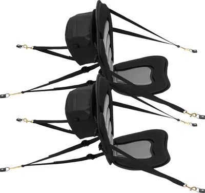 Produktbild von Kajak-Sitz, 2er-Pack, 12 mm dick, universeller Paddelboard-Sitz mit Rückenlehne, weich gepolstertes Sit-on-Top-Kissen mit Aufbewahrungstasche und verstellbaren Gurten für SUP, Kanu, Fischerboot, aufblasbares Kajak
