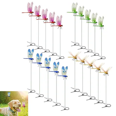 Produktbild von 12 Stück Libellen Clips 3D, Garten Insektenabwehr Deko, wetterfest & UV-beständig, zur Vogelabschreckung, für Pflanzen, Hof & Terrasse