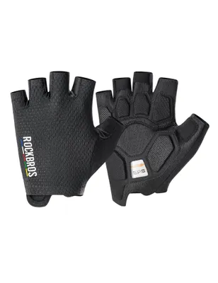 Immagine prodotto di ROCKBROS Road to Sky Guanti da ciclismo Mezze dita antiscivolo con imbottitura SBR Guanti sportivi da corsa MTB Nero XXL