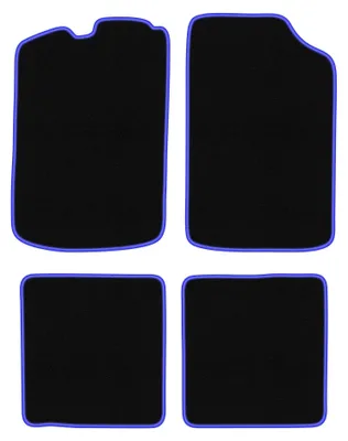 Image de Tapis de sol en moquette pour Volkswagen Golf I 1974-1983 (à hayon) – jeu 4 pièces, noir/bleu, sur mesure – Wielganizator CARLUX