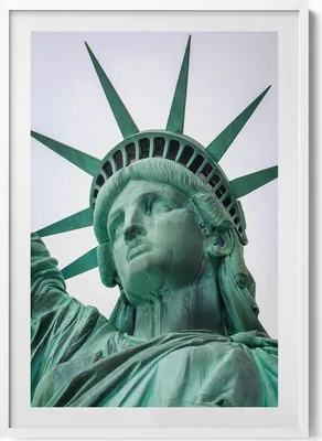 Produktbild von Freiheitsstatue New York USA– Wandbild mit Rahmen – Gerahmtes Bild  – Wanddekoration – 70x100 cm –  Weiß Rahmen