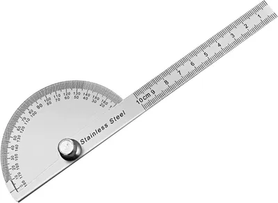 Produktbild von Protractor Winkelmesser 0-180°, Edelstahl, 100 mm, mit Feststellschraube, fuer Praezisionsarbeiten